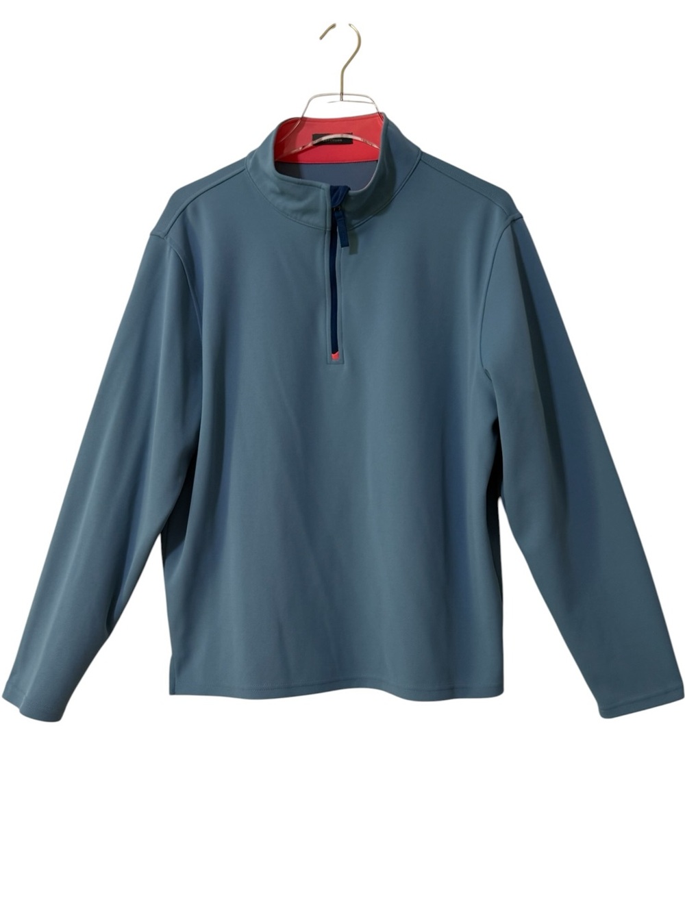 Turtleson Golf Quarter-Zip Pullover in Slate Blue with Coral Trim Size Medium